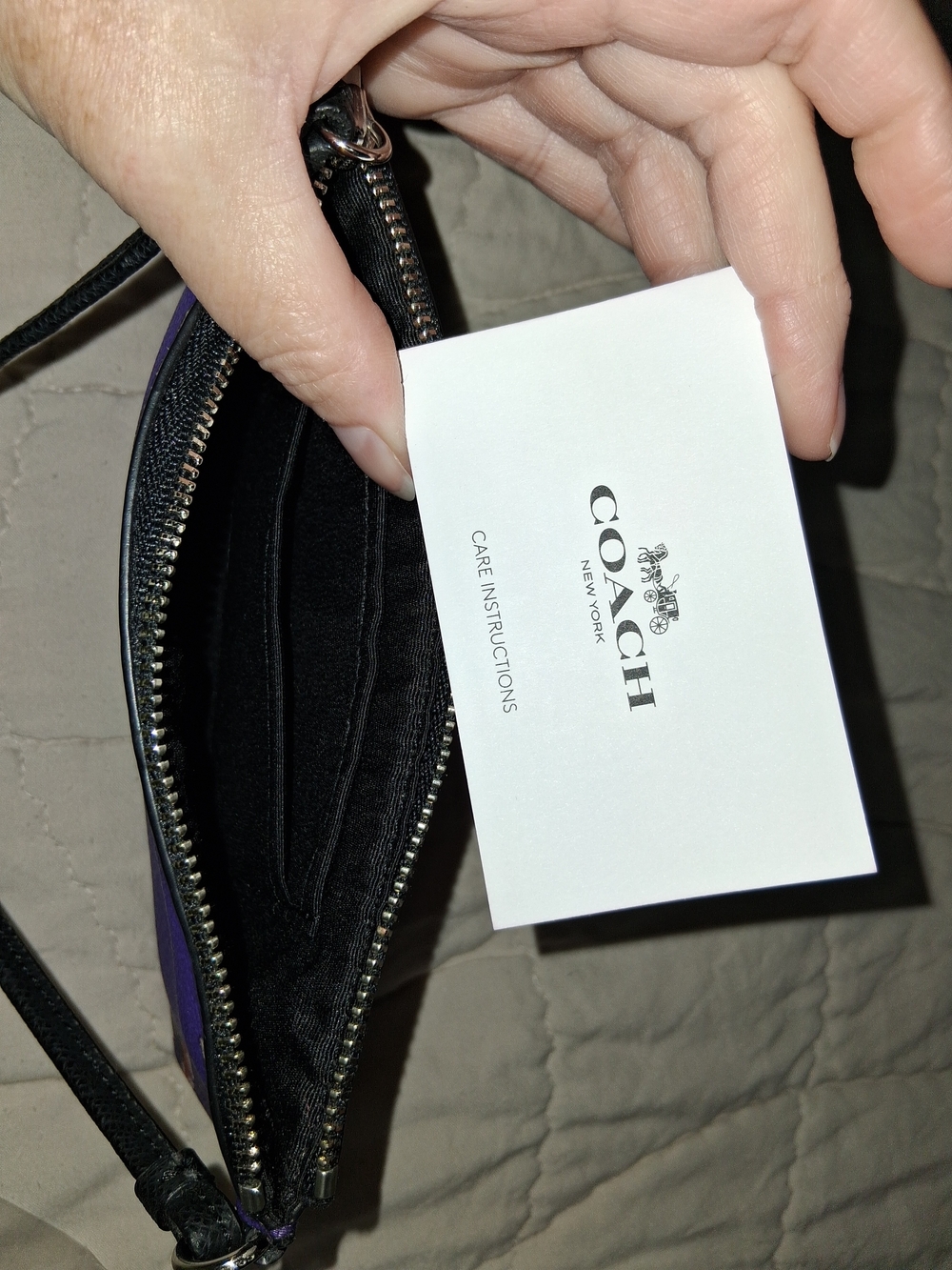 Coach Purple Floral Zip Wristlet Card Case - Picture 4 of 7